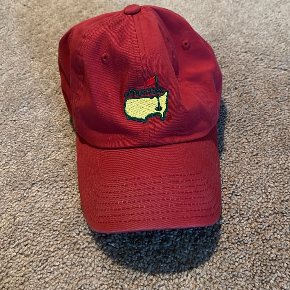 Masters Red Baseball Cap with Yellow & Green Logo